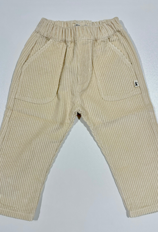 Cream Corduroy Sweatpants - Petit Indi