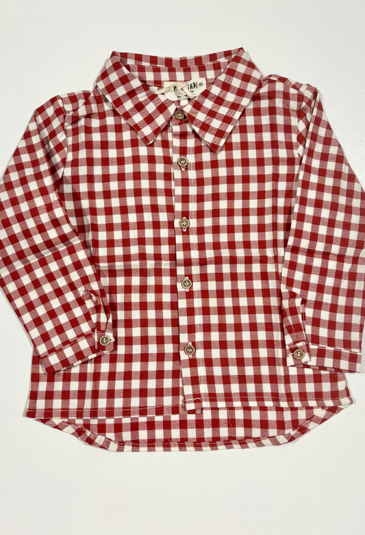 Red Gingham Button Up - Petit Indi