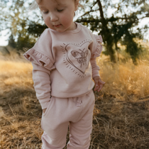 Organic Fleece Ruffle Sleeve Sweatshirt - Love Wings