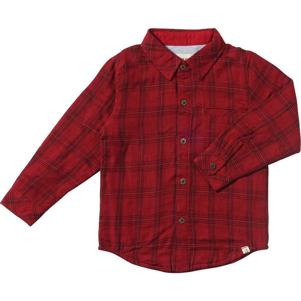 Red/black micro plaid atwood woven shirt-Unlined