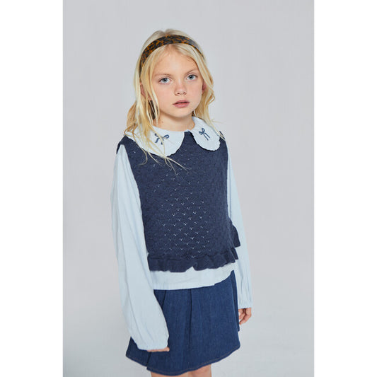 Maca Openwork Waistcoat, Dark Blue- Mi Pounet