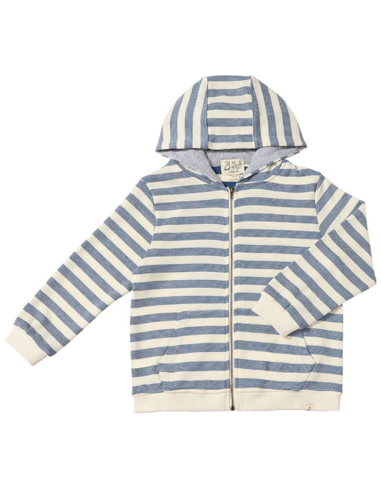 Bellamy hooded top- blue/cream