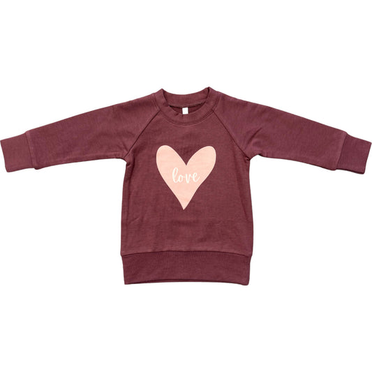 Girls Raglan Sweatshirt Love in Mellow Rose