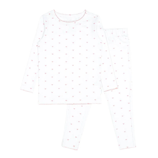 girls pink heart pima pajamas set