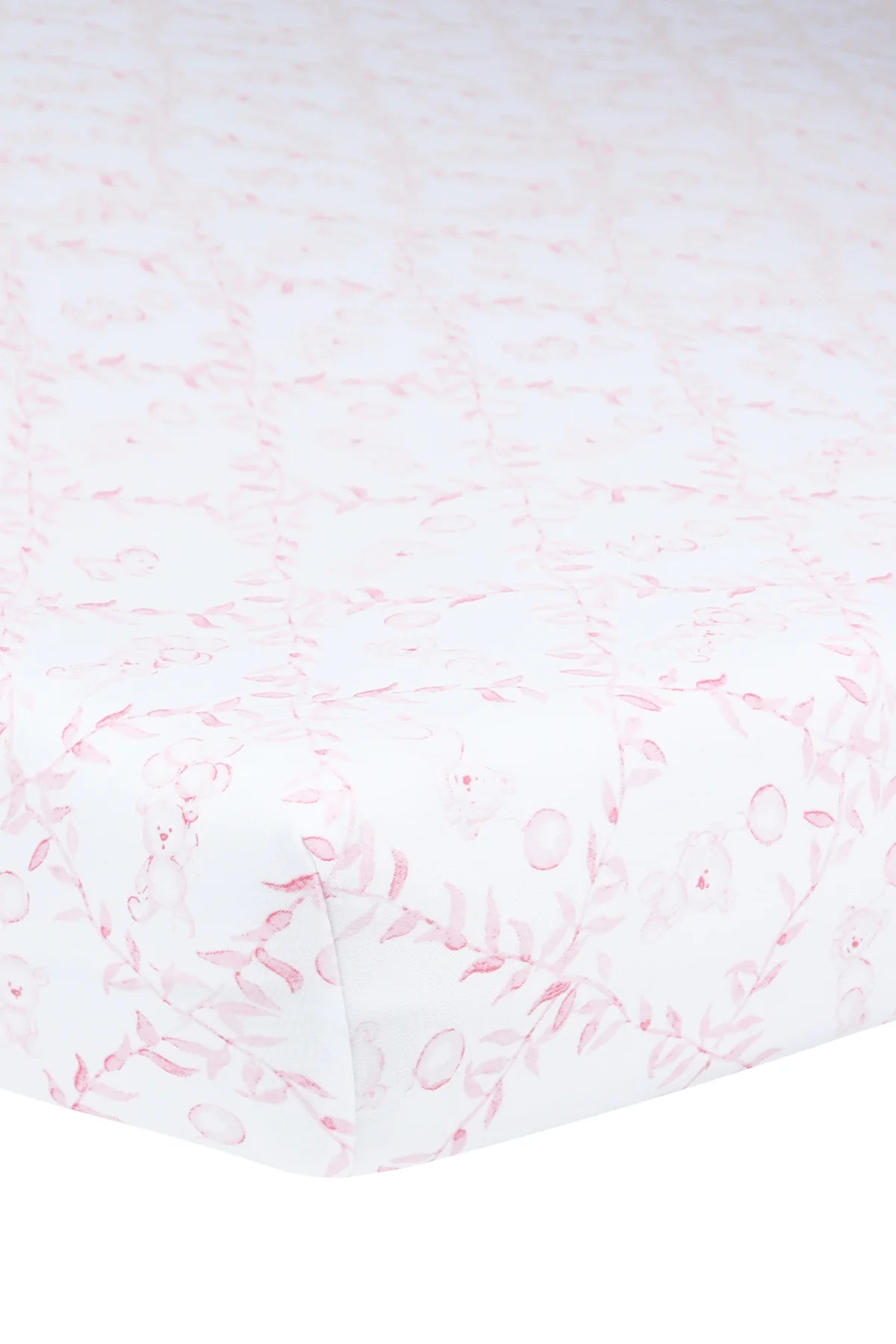 Pink Bear Trellace Crib Sheet- Nella Pima