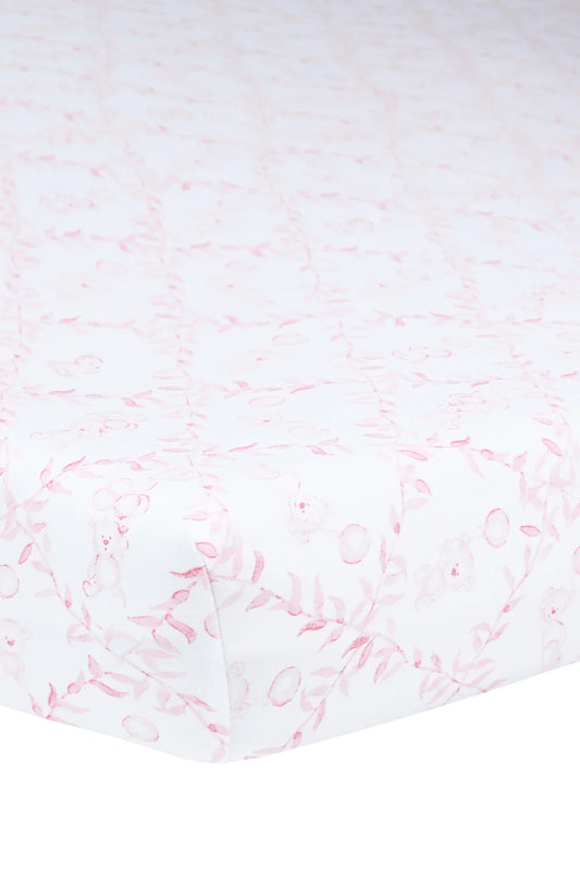 Pink Bear Trellace Crib Sheet- Nella Pima