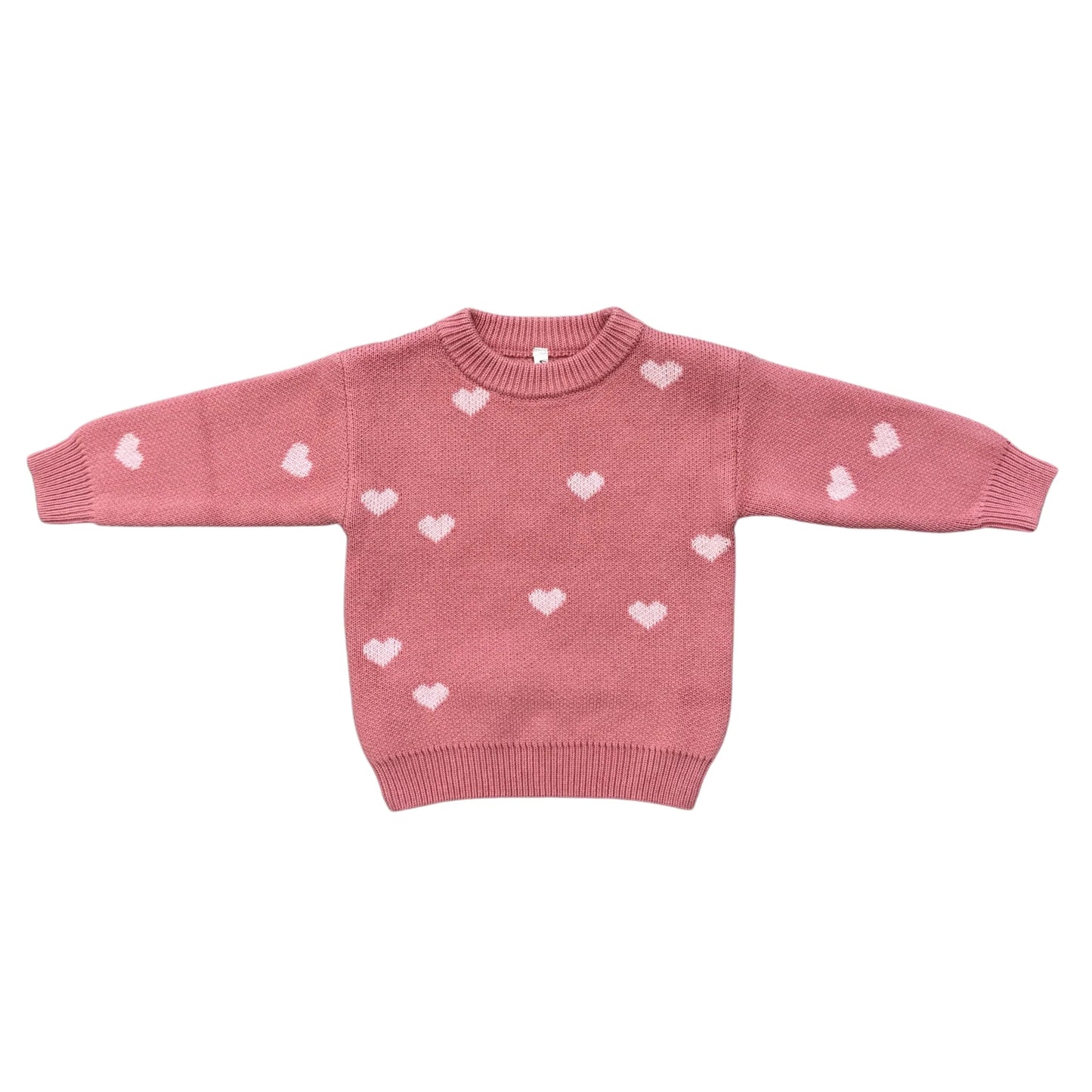 Knit Sweater Pink Hearts