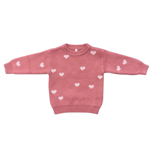 Knit Sweater Pink Hearts