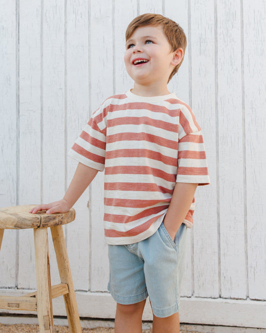 Relaxed Tee- Poppy Stripe - Rylee + Cru