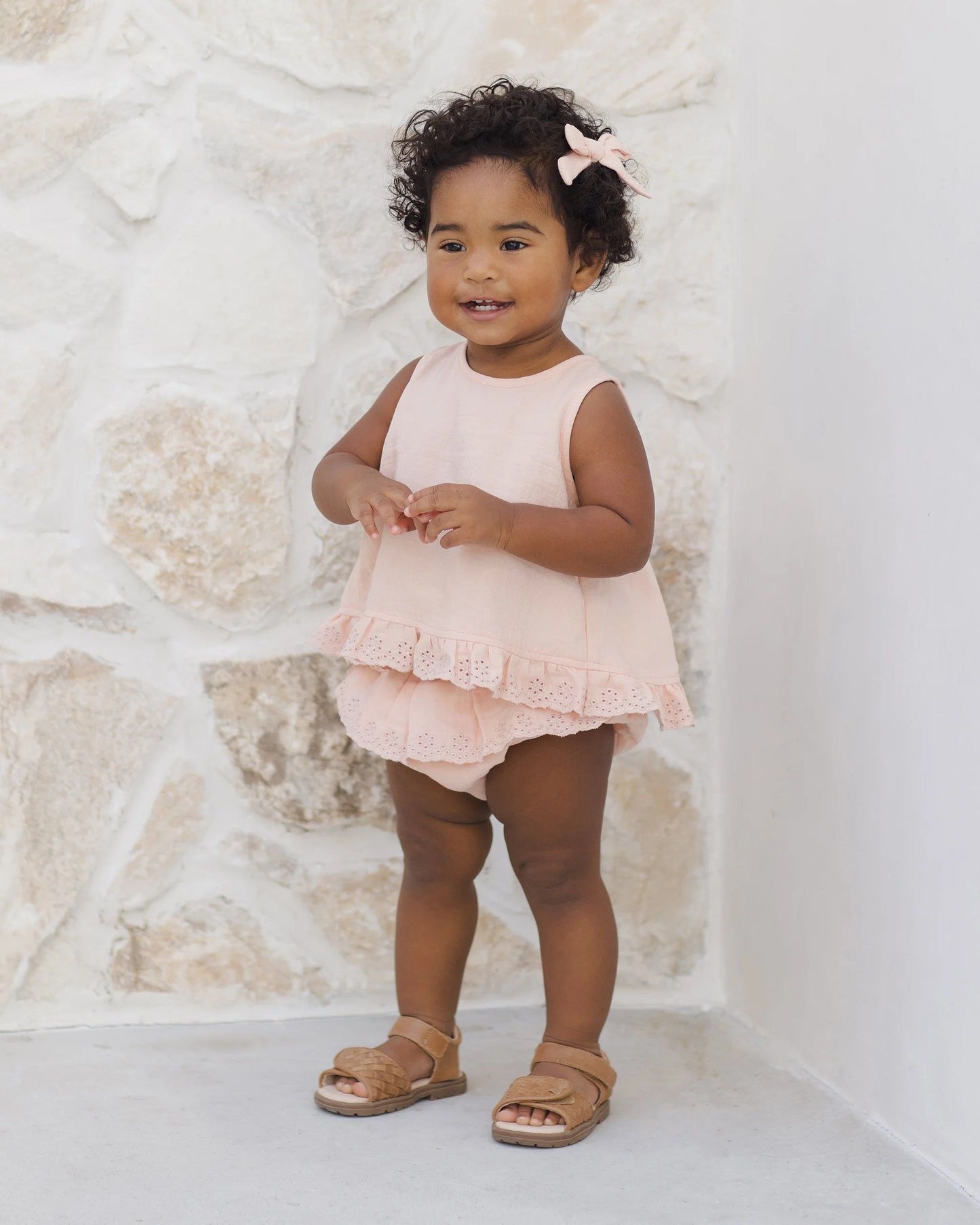 Ruffled Tulip Top + Bloomer Set- Melon- Quincy Mae