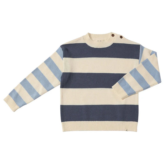 Ricardo colour block sweater- navy/blue arms