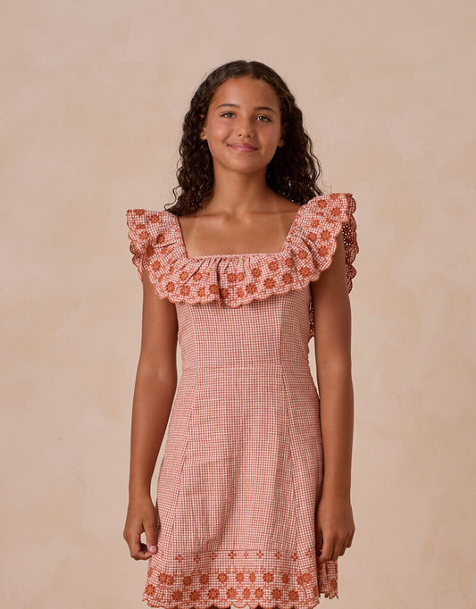 Gingham Rust Smocked Dress