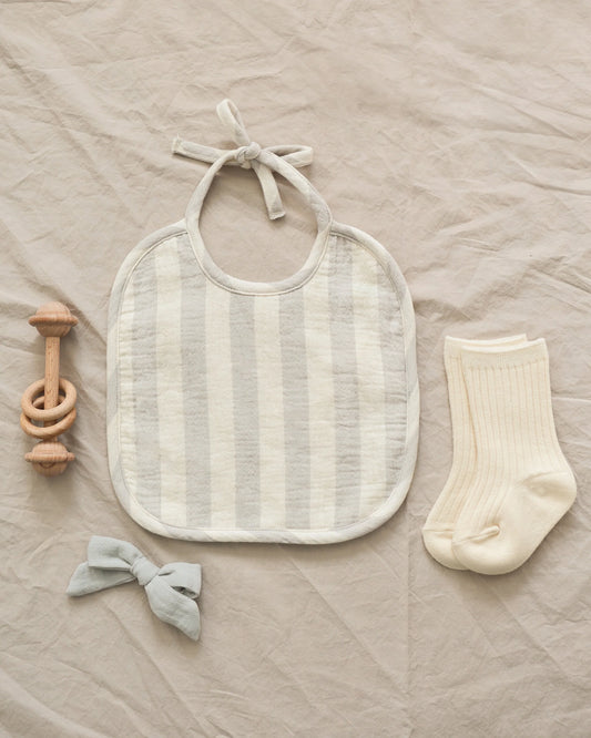 Woven Tie Bib Sky Stripe- Quincy Mae