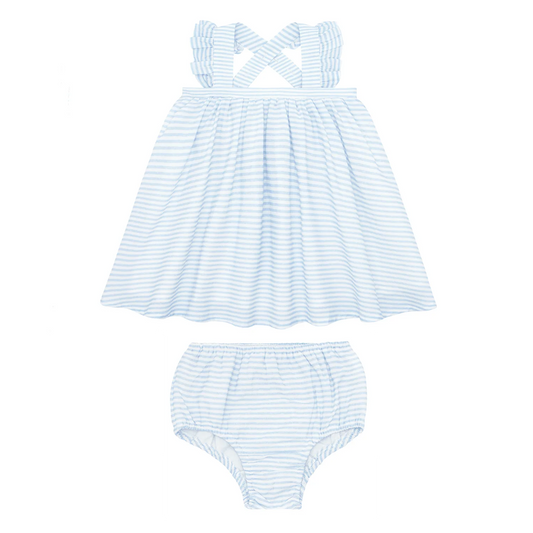 baby powder blue stripe flutter tank bloomer set