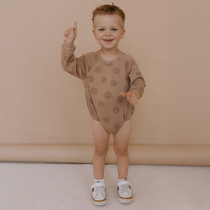 Organic Long Sleeve Bubble Romper - Sun