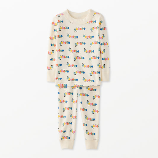 Kids Long John Pajama Set Colorful Caterpillar