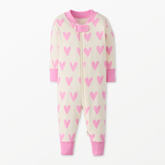 Baby 2-Way Zip Sleeper Pink Hearts on Hearts