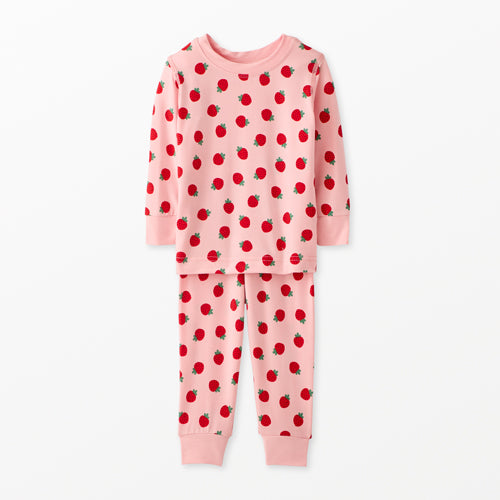 Kids Long John Pajama Set in Hannasoft Mini Strawberries