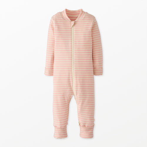 Baby Striped 2-Way Zipped Sleeper in Hannasoft Blush Pink/Ecru