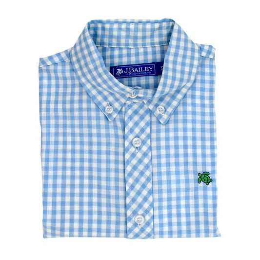 Button Down Light Blue Check