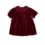 velvet smocked dress- burgundy