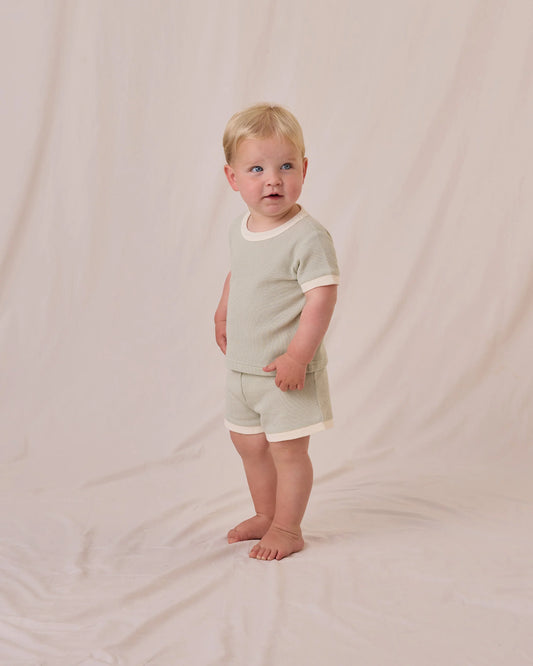 Waffle Shortie Set Mint- Quincy Mae